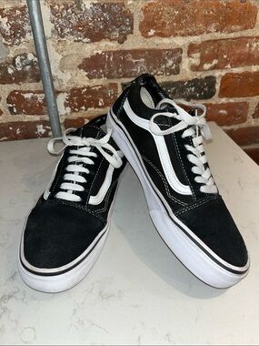 Vans Black & White Low Top Skate Sneakers